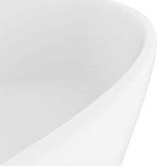 Greatstore matt fehér luxus kerámia mosdókagyló túlfolyóval 36 x 13 cm