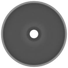 Greatstore kerek matt sötétszürke kerámia luxus mosdókagyló 32,5 x 14 cm