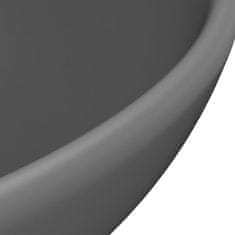 Greatstore kerek matt sötétszürke kerámia luxus mosdókagyló 32,5 x 14 cm
