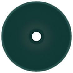 Greatstore kerek matt sötétzöld kerámia luxus mosdókagyló 32,5 x 14 cm