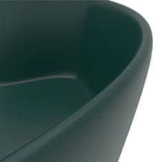 shumee matt sötétzöld luxus kerámia mosdókagyló túlfolyóval 36x13 cm