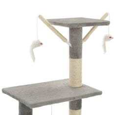 Greatstore szürke macskabútor szizál kaparófákkal 138 cm