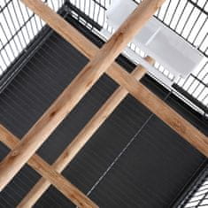 Greatstore fekete acél madárkalitka tetővel 66 x 66 x 155 cm