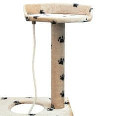 Greatstore bézs macskabútor mancsnyomokkal és szizál kaparófákkal 150 cm