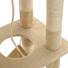 Greatstore bézs macskabútor szizál kaparófákkal 140 cm