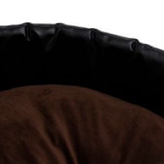 Greatstore fekete-barna plüss és műbőr kutyaágy 90 x 79 x 20 cm