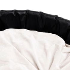 Greatstore fekete-bézs plüss és műbőr kutyaágy 99 x 89 x 21 cm