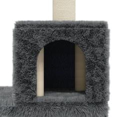 Greatstore sötétszürke macskabútor szizál kaparófákkal 188 cm