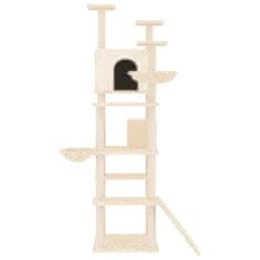Greatstore krémszínű macskabútor szizál kaparófákkal 191 cm