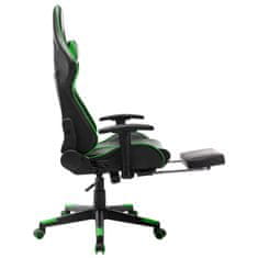 Greatstore fekete és zöld műbőr gamer szék lábtámasszal