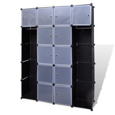 Vidaxl fekete/fehér moduláris szekrény 14 rekesszel 37x146x180,5 cm 240499