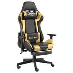 Greatstore aranyszínű PVC forgó gamer szék lábtartóval