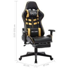 Greatstore fekete és aranyszínű műbőr gamer szék lábtámasszal