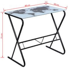 Greatstore Üvegasztal / íróasztal világtérkép nyomtatású asztallappal