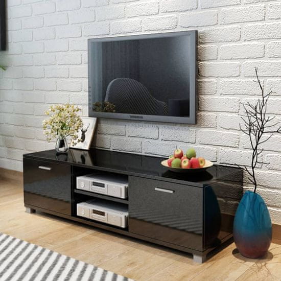 shumee magasfényű fekete TV-szekrény 140 x 40,3 x 34,7 cm