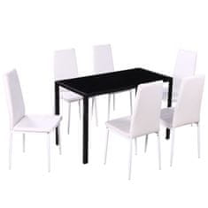 Greatstore 7 darabos Fekete és fehér étkező asztal szett