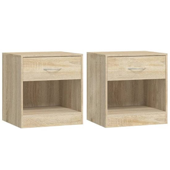 shumee 242546 Nightstand 2 pcs with Drawer Oak Colour