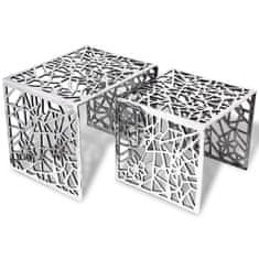 shumee 2 darab Ezüst négyzet alakú alumínium kisasztal