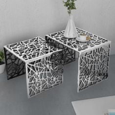 shumee 2 darab Ezüst négyzet alakú alumínium kisasztal