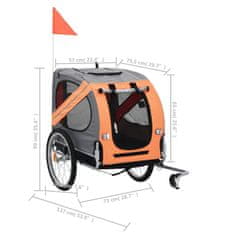 Greatstore narancssárga és szürke kutyaszállító kerékpár-utánfutó