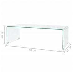 Greatstore átlátszó edzett üveg dohányzóasztal 98 x 45 x 30 cm