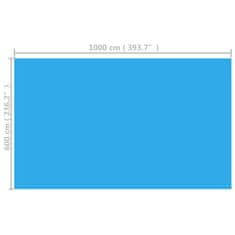 shumee kék, négyszögletes PE medencetakaró 1000 x 600 cm