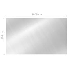 shumee ezüst négyszögletes polietilén medencetakaró 1000 x 600 cm