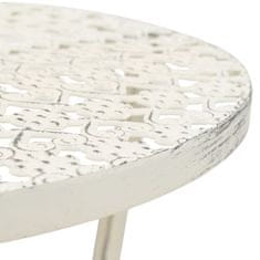 shumee vintage stílusú fehér kör alakú fém bisztróasztal 40 x 70 cm