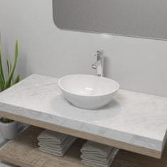 Greatstore ovális fehér fürdőszobai kerámia mosdókagyló keverőcsappal