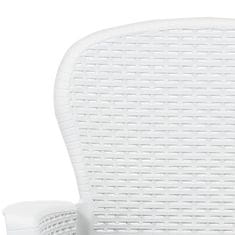 Greatstore 2 db fehér rattan hatású műanyag kerti szék párnával