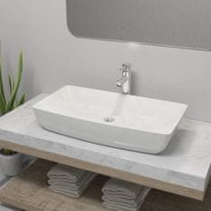 Greatstore szögletes fehér fürdőszobai kerámia mosdókagyló keverőcsappal