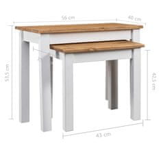 shumee 2 db fehér panama stílusú tömör fenyőfa egymásba tolható asztal 