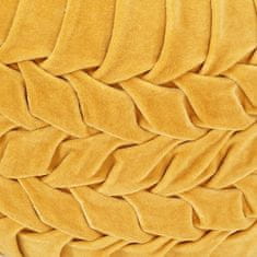 Greatstore sárga zubbonyos pamutbársony puff 40 x 30 cm