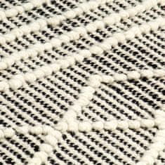 Greatstore fekete-fehér kézzel szőtt gyapjúszőnyeg 160 x 230 cm