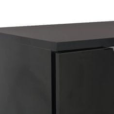 Greatstore magasfényű fekete forgácslap tálalószekrény 71 x 35 x 76 cm