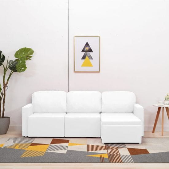 shumee 3-személyes fehér műbőr elemes kanapé
