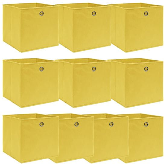 Greatstore 10 db sárga szövet tárolódoboz 32 x 32 x 32 cm