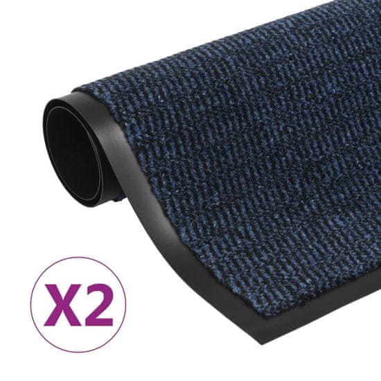 shumee 2 db kék négyszögletes bolyhos szennyfogó szőnyeg 60 x 90 cm