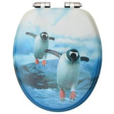 shumee 2 db pingvinmintás MDF WC-ülőke finoman záródó fedéllel