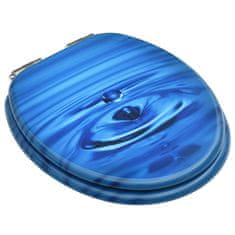 shumee 2 db kék vízcseppmintás MDF WC-ülőke finoman záródó fedéllel