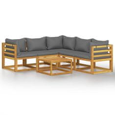 shumee 3057612 6 Piece Garden Lounge Set with Cushion Solid Acacia Wood (311852+311856+311858)	