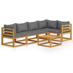 shumee 3057625 6 Piece Garden Lounge Set with Cushions Solid Acacia Wood (311852+311856+311858)