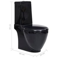 Vidaxl fekete kerámia fürdőszobai kerek WC 141136