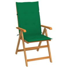 Greatstore tömör tíkfa kerti szék zöld párnákkal