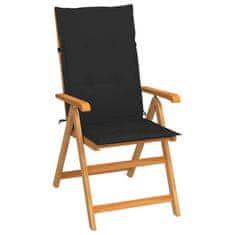 Greatstore tömör tíkfa kerti szék fekete párnákkal