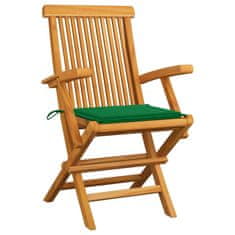 shumee 2 db tömör tíkfa kerti szék zöld párnával