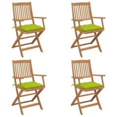 Greatstore 4 db összecsukható tömör akácfa kerti szék párnával