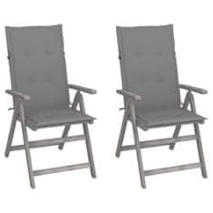 shumee 2 db dönthető tömör akácfa kerti szék párnával