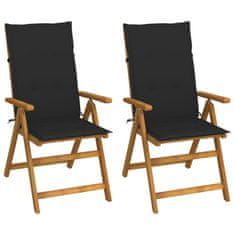 shumee 2 db dönthető tömör akácfa kerti szék párnákkal