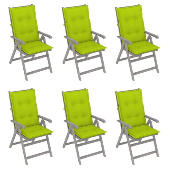 Greatstore 6 db dönthető tömör akácfa kerti szék párnával